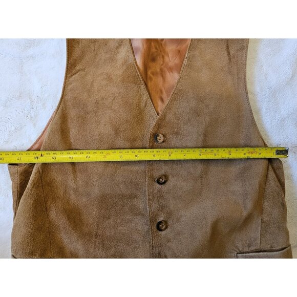 Danier Tan Western Style Vest Genuine Leather 5 Button Men's Size Small - Picture 8 of 11